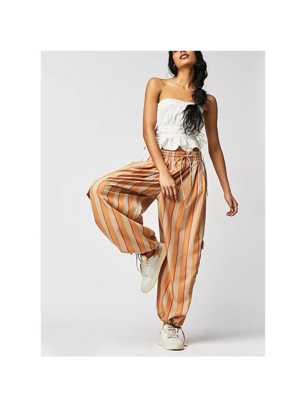 NWT, Free People Creamsicle Palash Yarn Dyed Cargo Pants - Picture 4 of 12